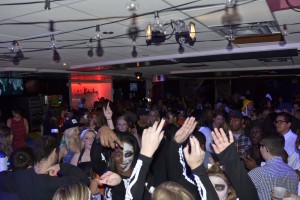 A packed dance floor at LinX Lounge with people dancing and having a good time.
